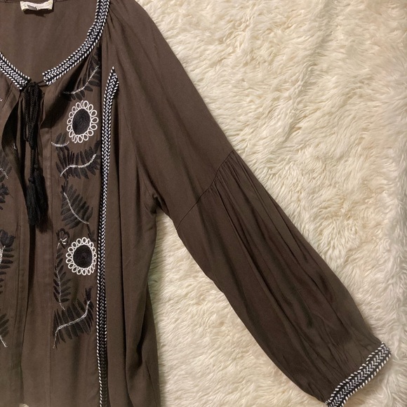 Boho embroidered JACKET COVERUP Weekend by Suzanne Betro olive black white - Picture 9 of 9
